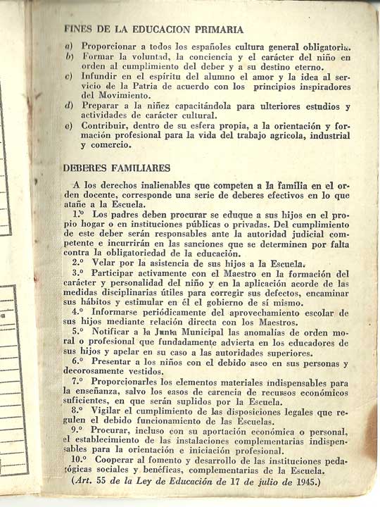 Fines de la educación primaria en 1952